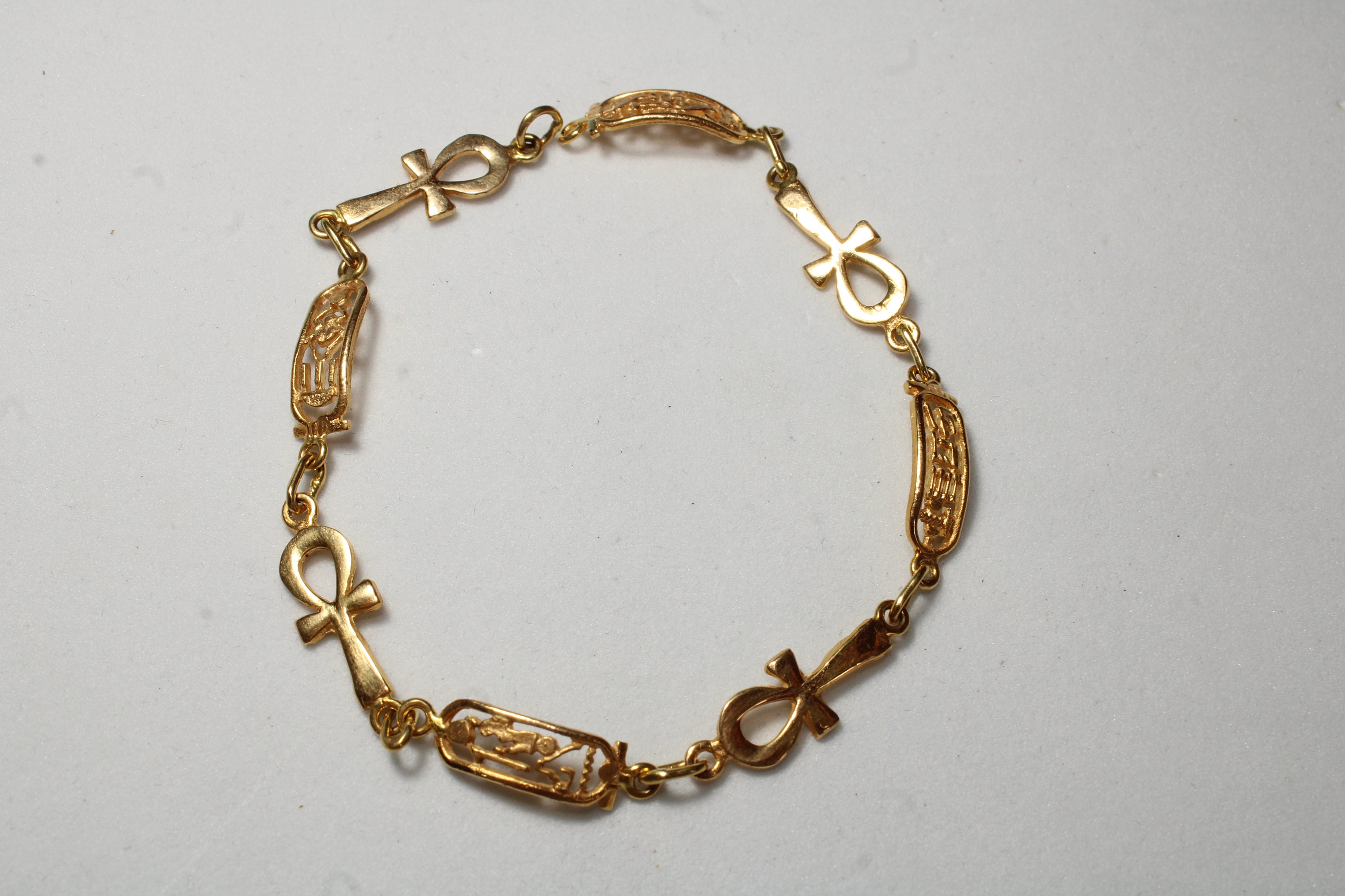 Egyptian Stamped 18K Gold Bracelet ANKH Key of Life Etsy UK