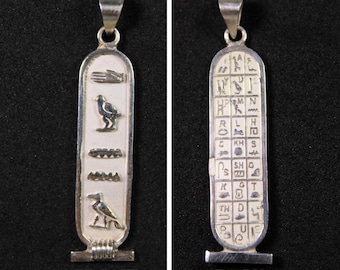 Sterling Silver Personalized Cartouche Name Necklace Alphabet Egyptian Jewelry Gift Hieroglyphic English Arabic