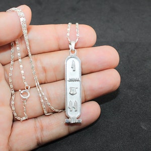Personalized Cartouche necklace Egyptian jewelry sterling silver Your name in hieroglyphic, English or Arabic - one side Egypt custom gift