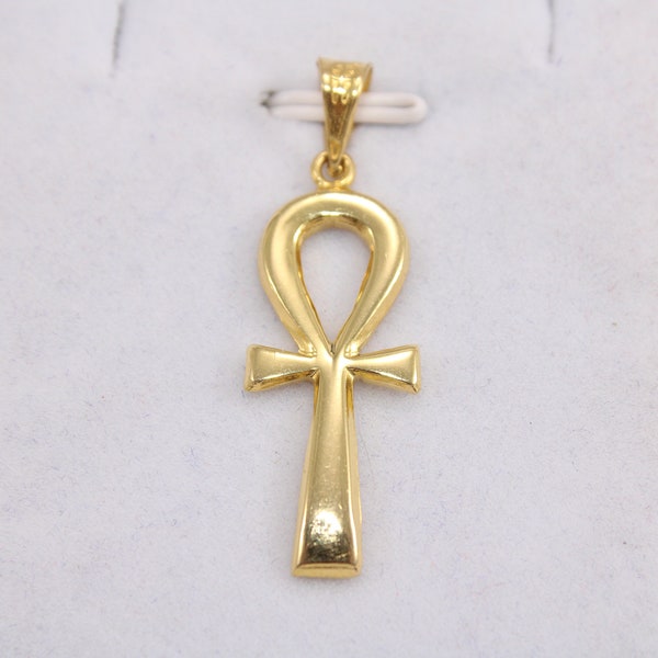 Egiziano Ankh Croce Chiave della Vita Ciondolo in Oro Giallo 18K 3,7 Gr