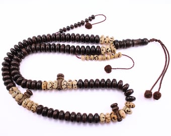 Natural Fungi and oud wood Prayer beads Misbaha handmade Muslim Rosary Islamic Gift Tasbih سبحة عود