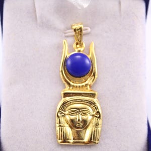 Lapis lazuli Goddess Hathor sterling silver necklace | Egyptian Jewelry goddess Pendant Handmade mythology ancient Egypt spiritual gift