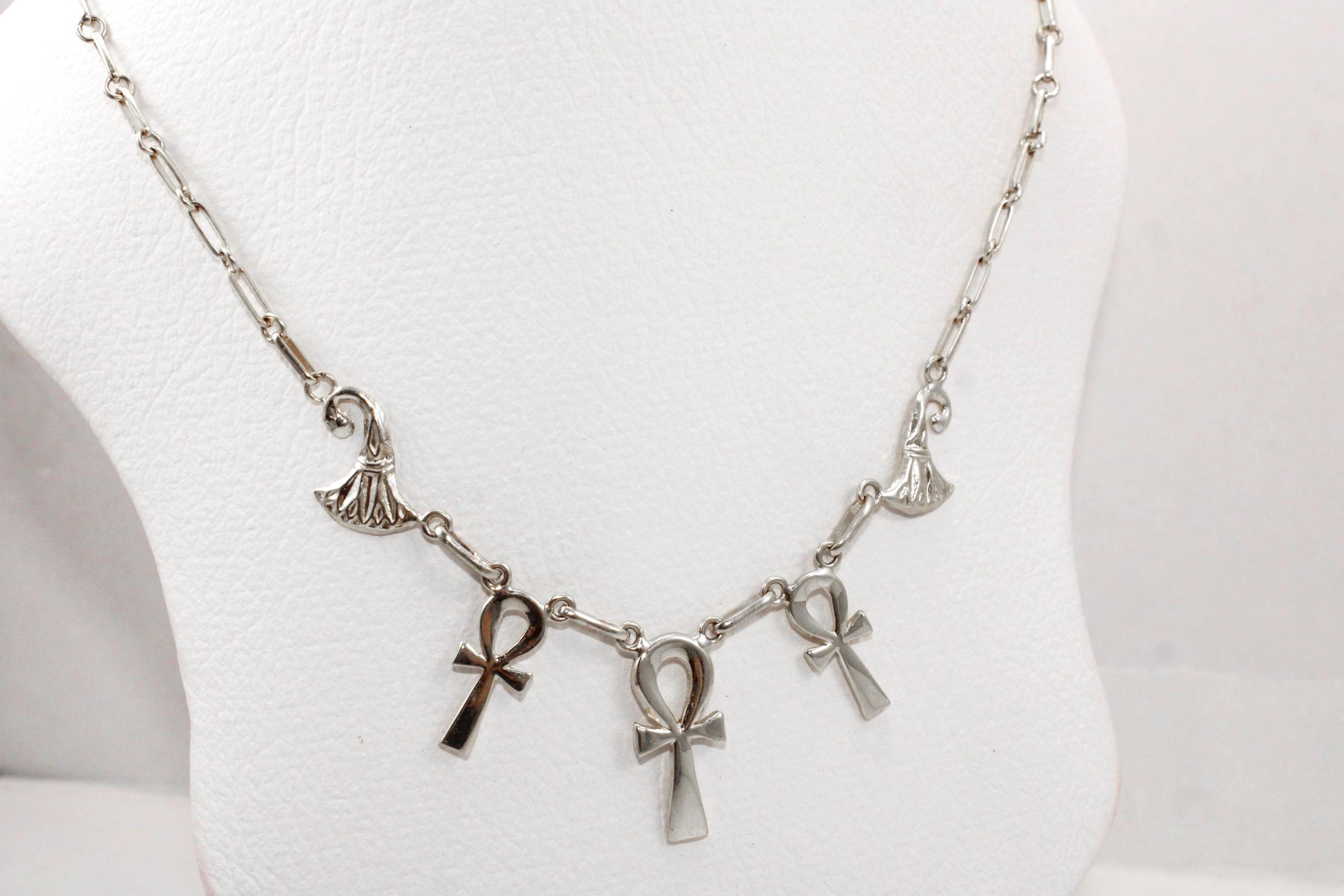 AEONSLOVE - Collar Ankh De Plata De Ley 925 Para Mujeres Y Hombres, Con Colgante De Cruz