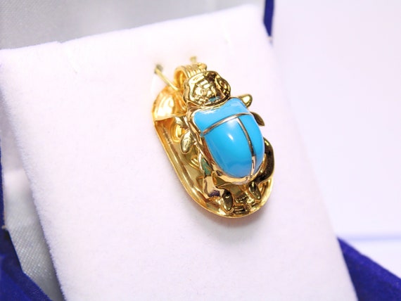 ユニークなエジプトのスカラベペンダント 18K ゴールド刻印