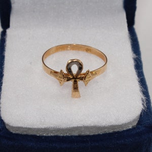 Egyptian Ring Egyptian Ankh Cross Key of Life Ring Gold 18K Stamped Pharaonic 2 Gr all sizes