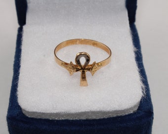 Egyptian Ring Egyptian Ankh Cross Key of Life Ring Gold 18K Stamped Pharaonic 2 Gr all sizes