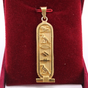 cartouche Personalized Gold Plated sterling silver Necklace personalized gift Egyptian jewelry name hieroglyphic, English or Arabic one side