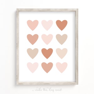 Girls Heart Rainbow Prints, Nursery Printable Art, Girls Room Nursery or Playroom, Boho Pink Blush Neutral Color Theme, Poster Sign Playroom
