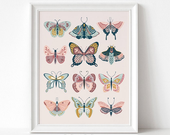 Butterfly Girls Bedroom Nursery Prints, Girls Room Decor Wall Art ...