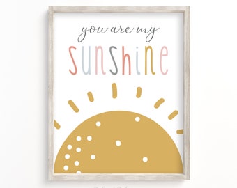 You Are My Sunshine Print, Rainbow Wall Art, Rainbow Nursery or Room Prints, Weather Prints, Girls Rainbow Printable Art, Girls Room