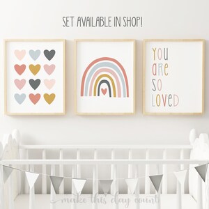 Girls Heart Rainbow Prints, Nursery Printable Wall Art, Boho Girls Room Heart Theme Decor, Mustard, Blush Pink, Gray Digital Printable OGCP Poster Teen Tween Baby Dorm