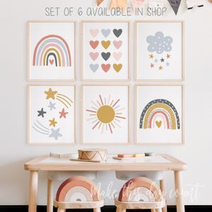 Girls Heart Rainbow Prints, Nursery Printable Wall Art, Boho Girls Room Heart Theme Decor, Mustard, Blush Pink, Gray Digital Printable OGCP Poster Teen Tween Baby Dorm