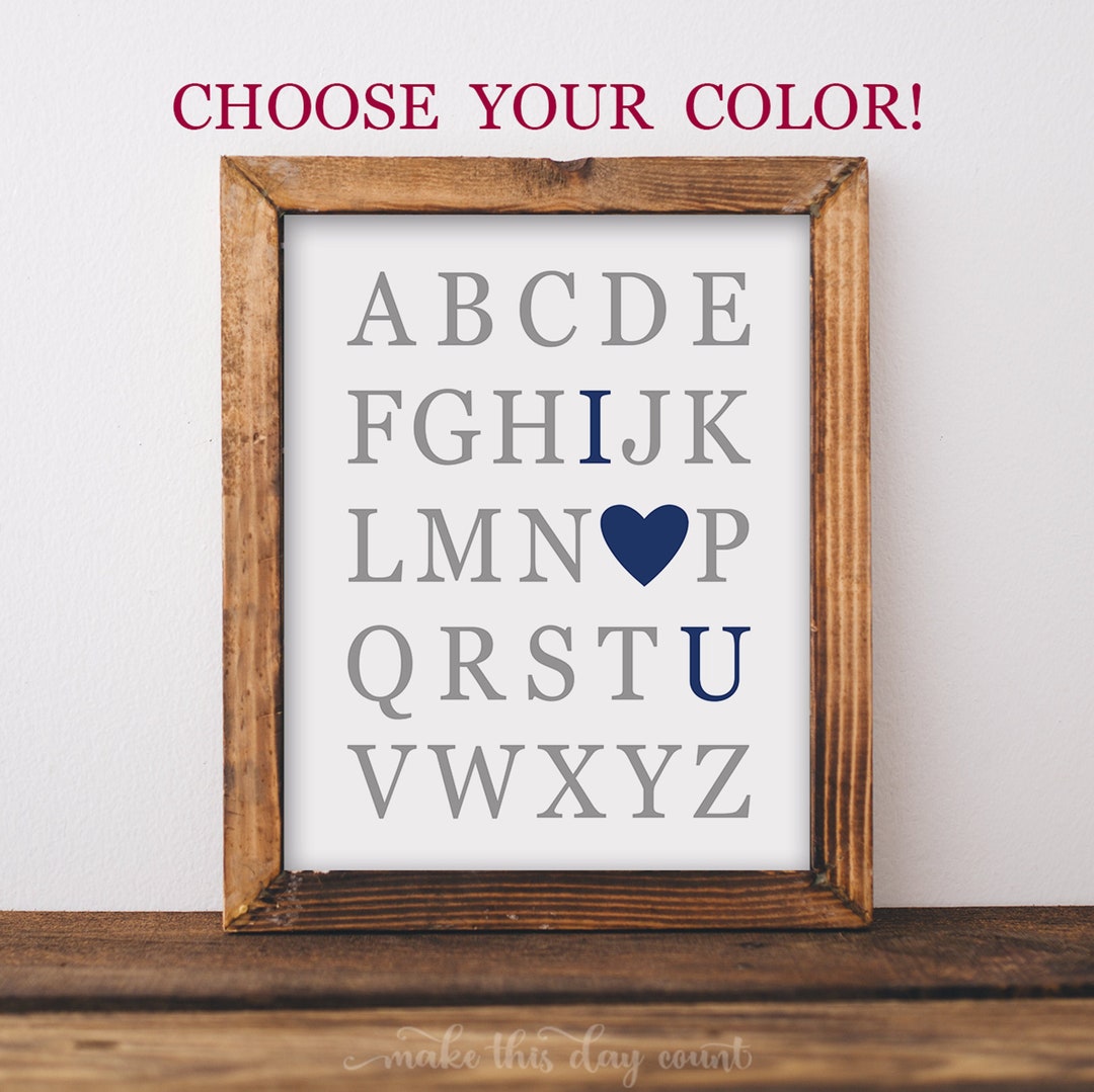 I Love You Alphabet Printable Custom Color, ABC Print, Playroom Art ...