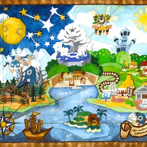 Paper Mario Ttyd Map Paper Mario The Thousand-Year Door Watercolor Painting World | Etsy Uk