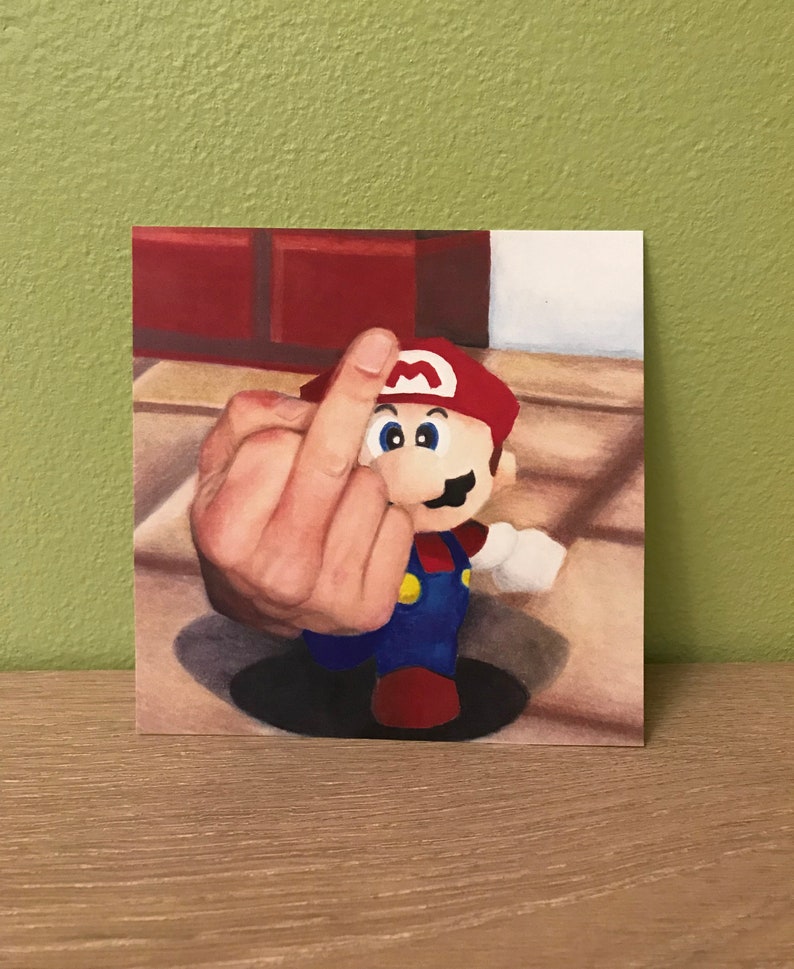 Middle Finger Mario Print Etsy