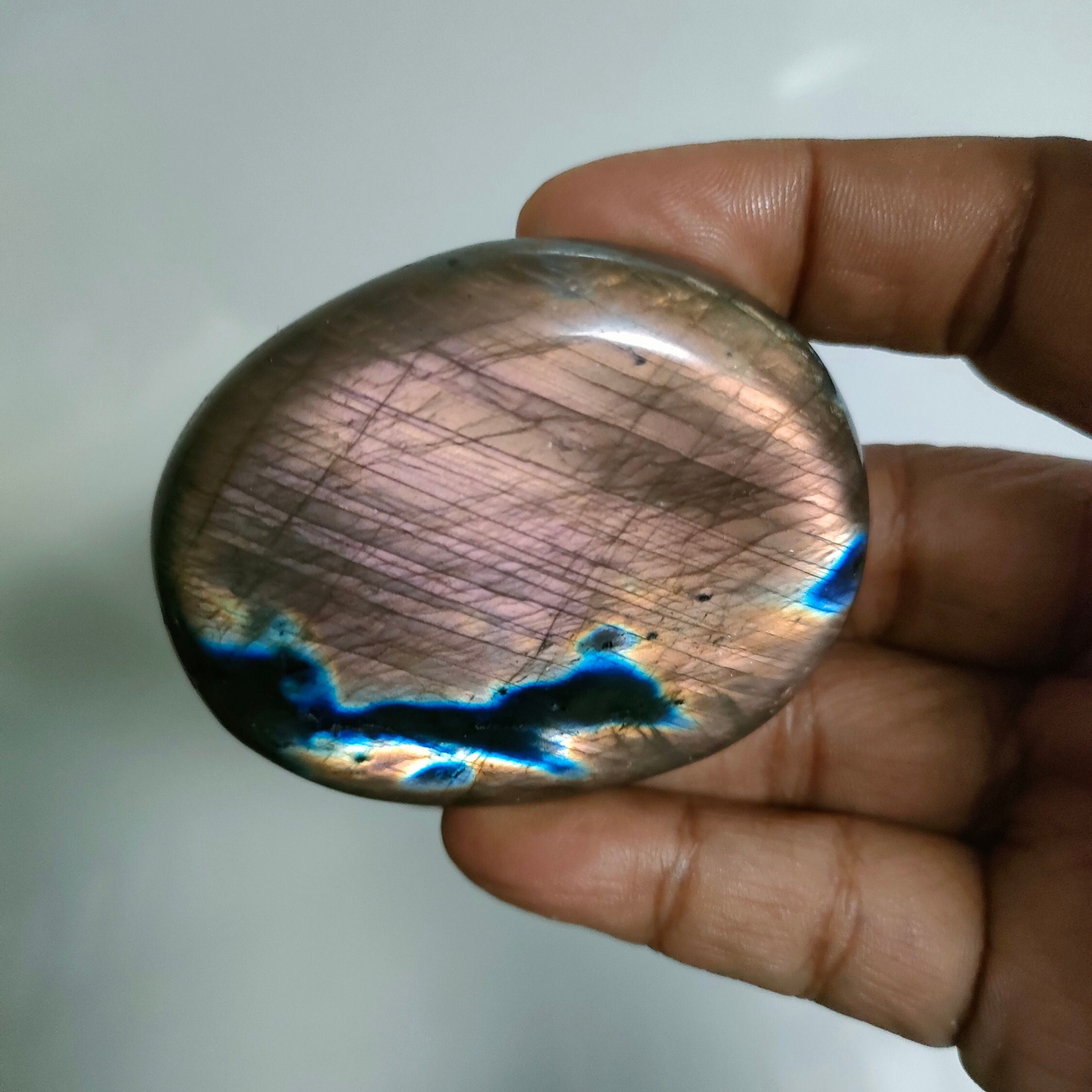 Labradorite 118, 20Gr - Bronze Dorée Violacée Galet Ovale