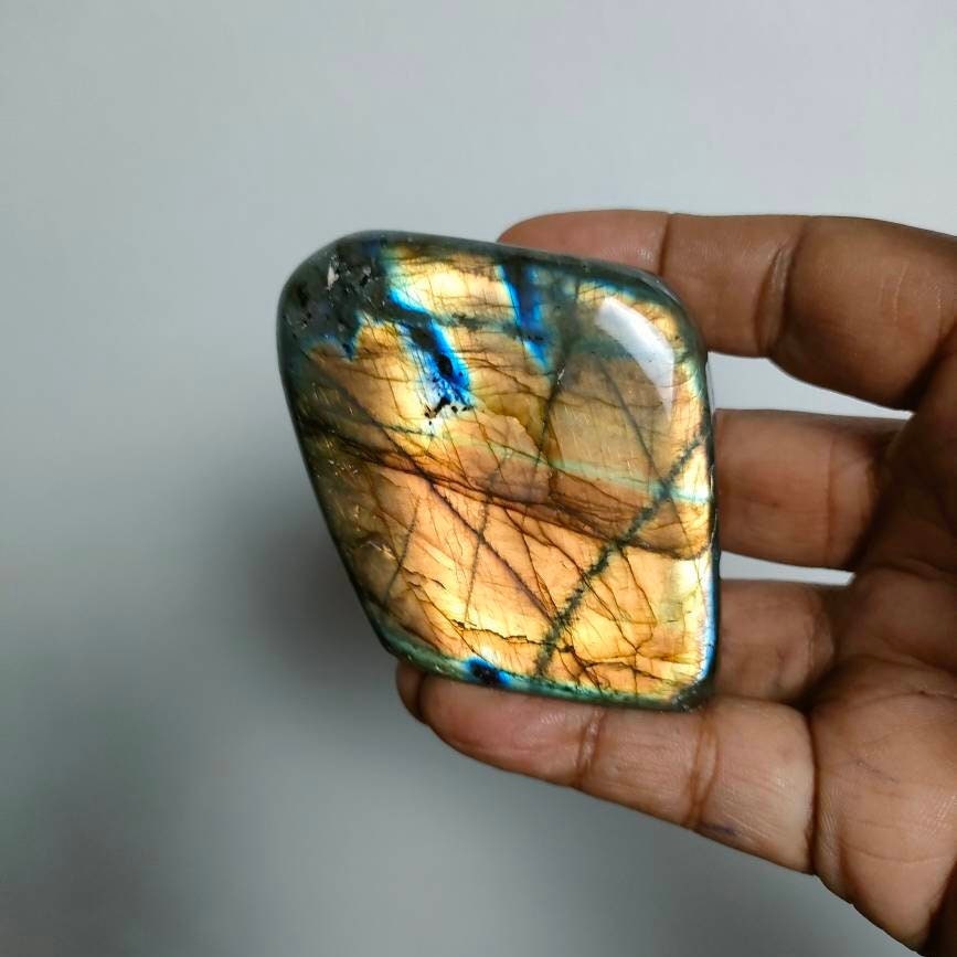 Labradorite 220, 40Gr - Jaune Orange Dorée-Mini Forme Libre