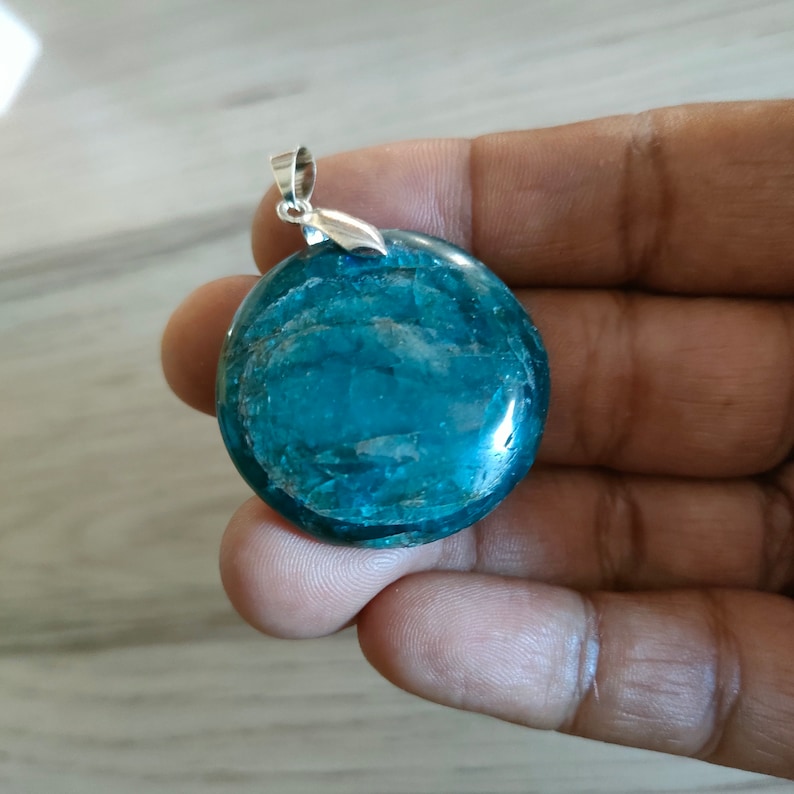 Apatite bleue 16Gr à 23Gr rond pendentif au choix image 3