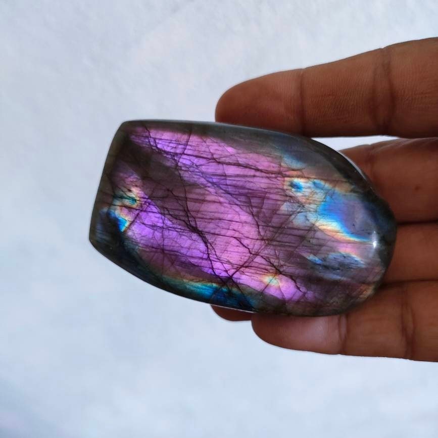Labradorite 182, 80Gr - Rose Violacée - Mini Forme Libre