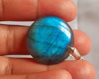 ADR3 Labradorite 8Gr - bleue flash - pendentif rond-ADR3