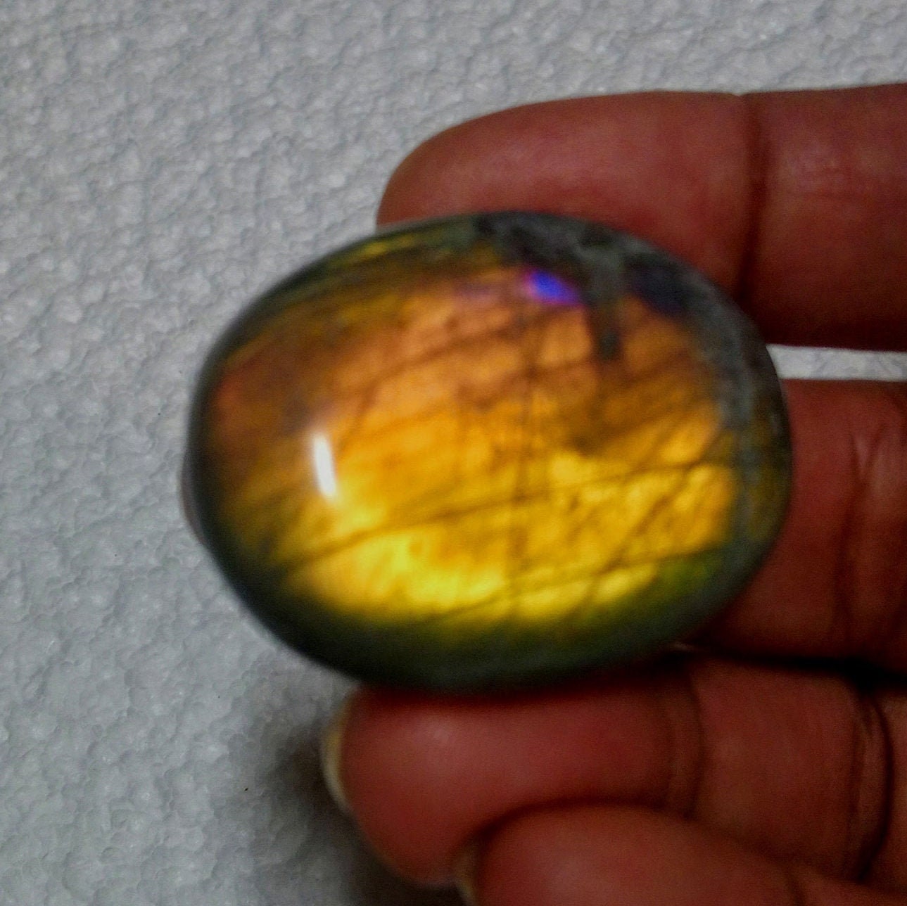 Labradorite 29, 50Gr -Orange Dorée - Galet Ovale