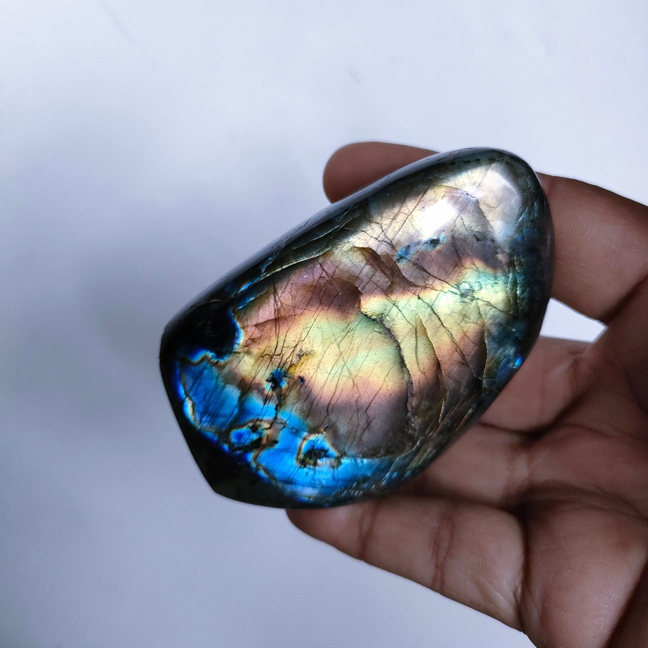 Spectrolite 283, 40Gr - Bleue Dorée Arc en Ciel - Mini Forme Libre