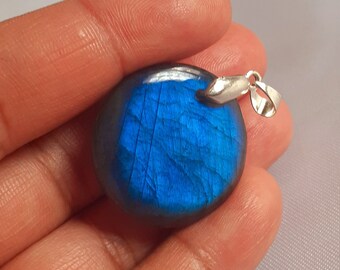 Labradorite 7,3 Gr - bleue flash - pendentif rond-ADR3