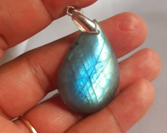 Labradorite 10 Gr - bleue flash - pendentif goutte-ADR3