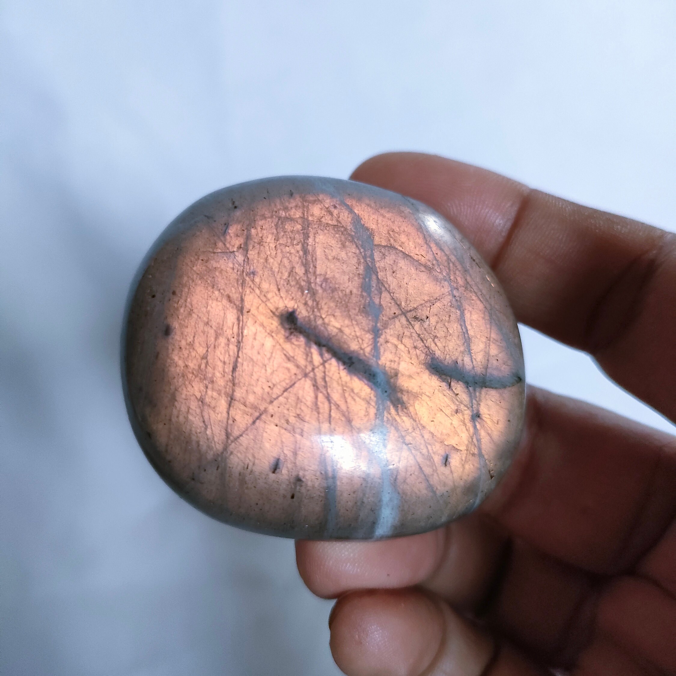 Labradorite 86Gr - Jaune Orange Dorée Galet Ovale