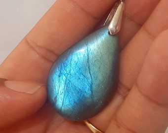 Labradorite 8,4 Gr - bleue flash - pendentif goutte-ADR3