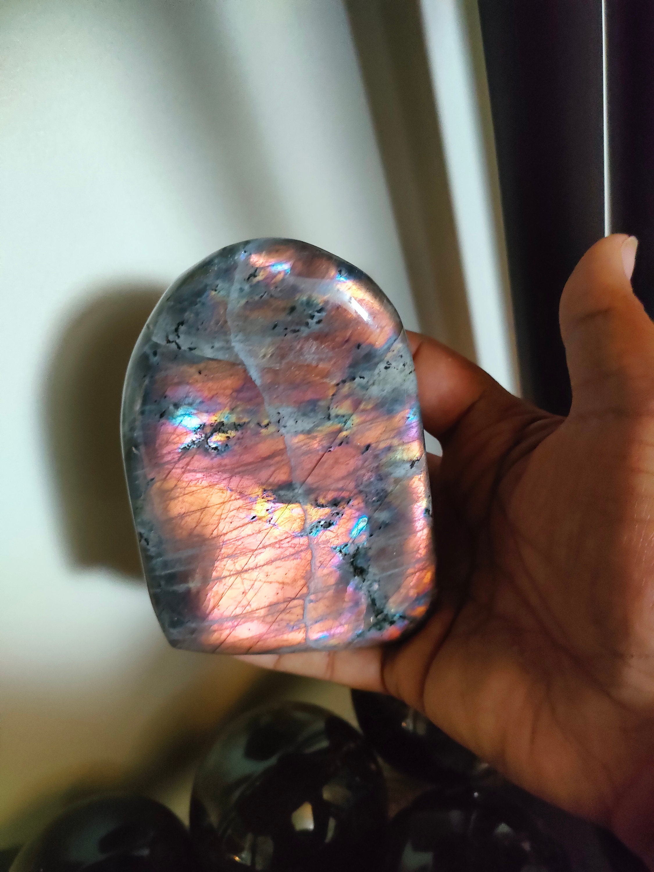 Labradorite 723Gr- Orange Rose Dorée Violacée - Forme Libre