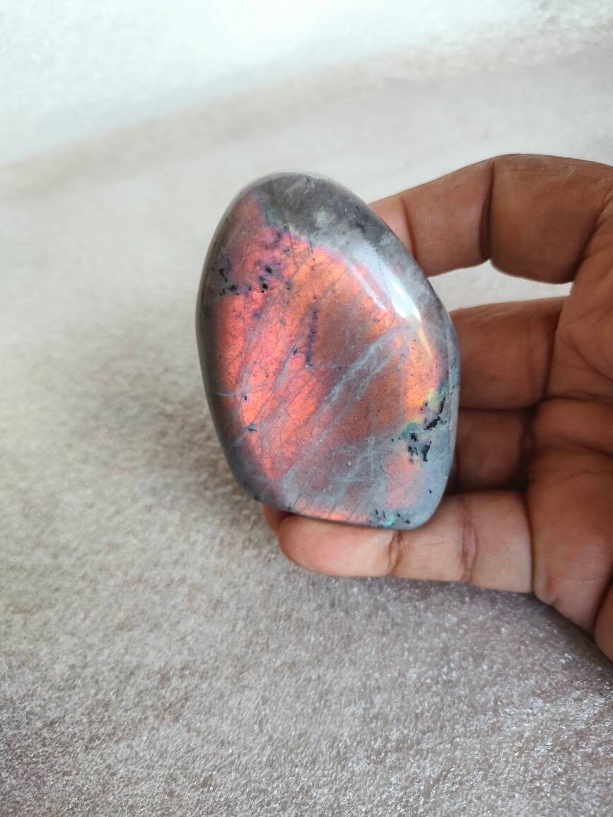Labradorite 189, 10Gr - Orange Dorée Violacée-Mini Forme Libre