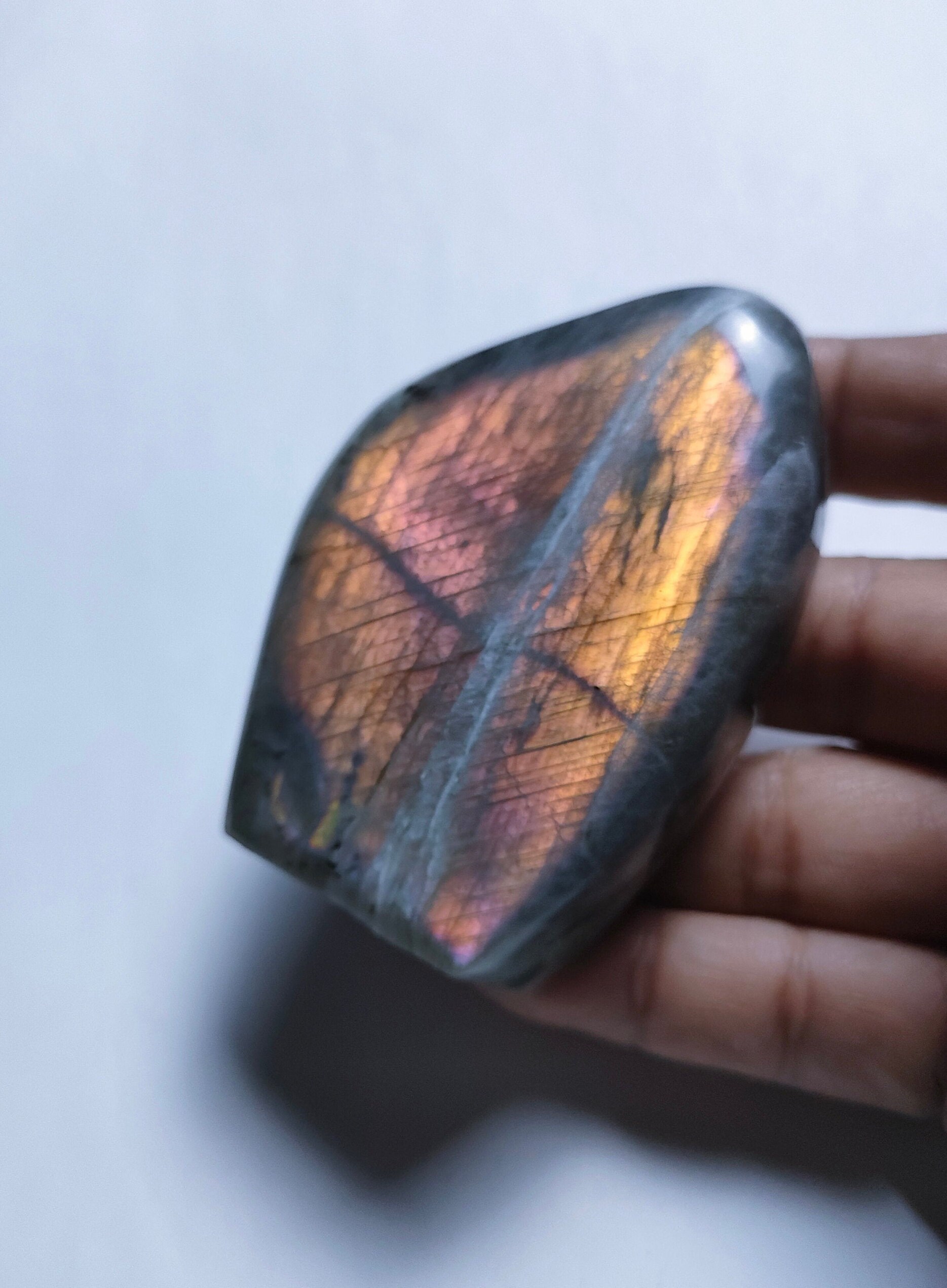 Labradorite 201, 50Gr - Rose Orange Dorée Mini Forme Libre