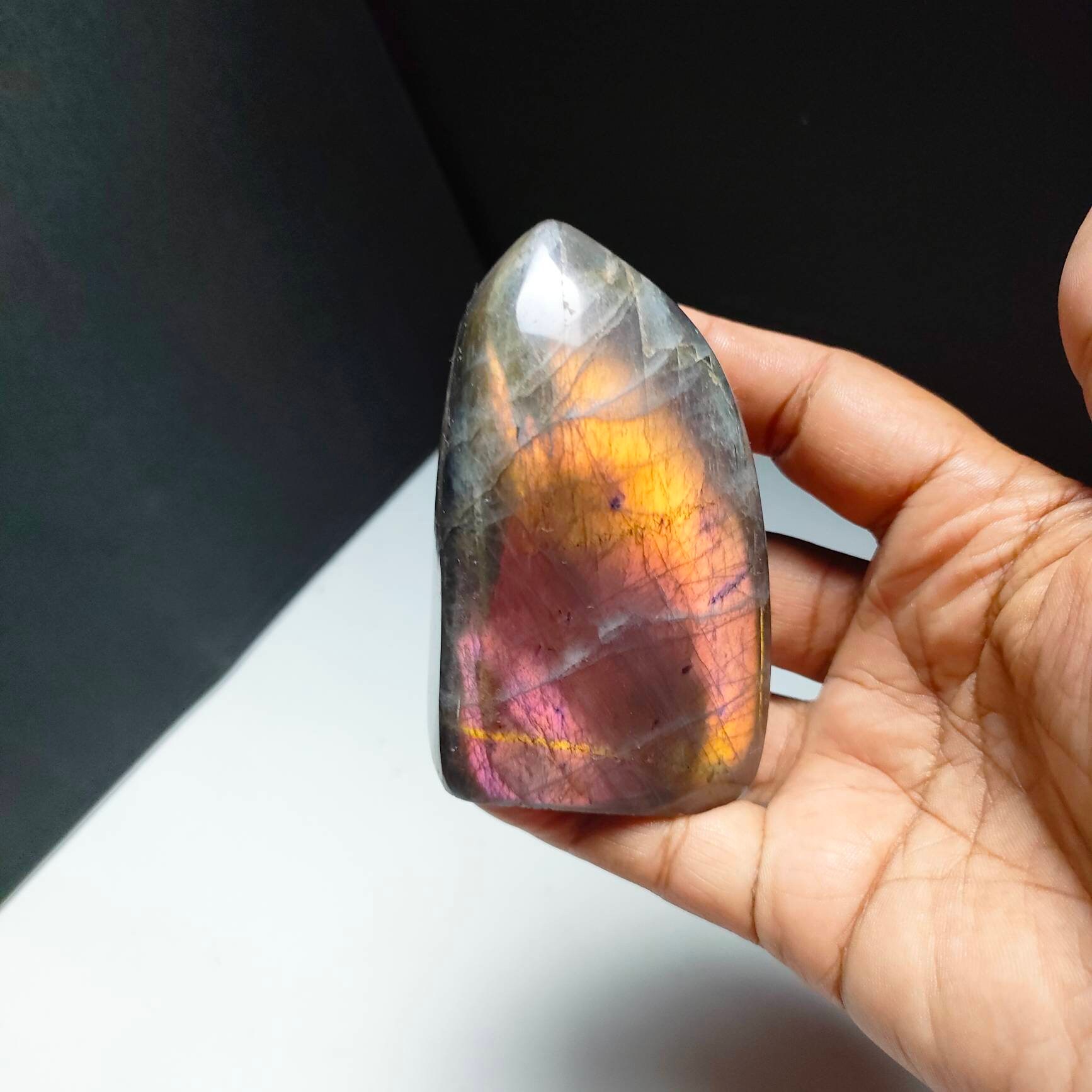 Labradorite 298Gr - Rose Orange Dorée -Forme Libre