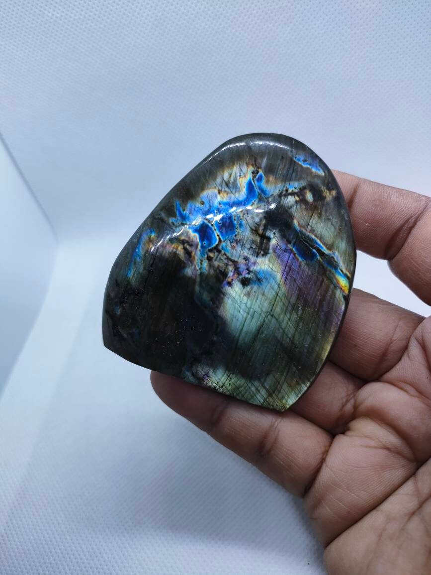 Spectrolite 146, 90Gr- Verte et Bleue Violacée - Mini Forme Libre