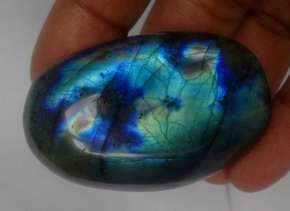 Labradorite 73, 30Gr Vert Bleue et - Galet Ovale