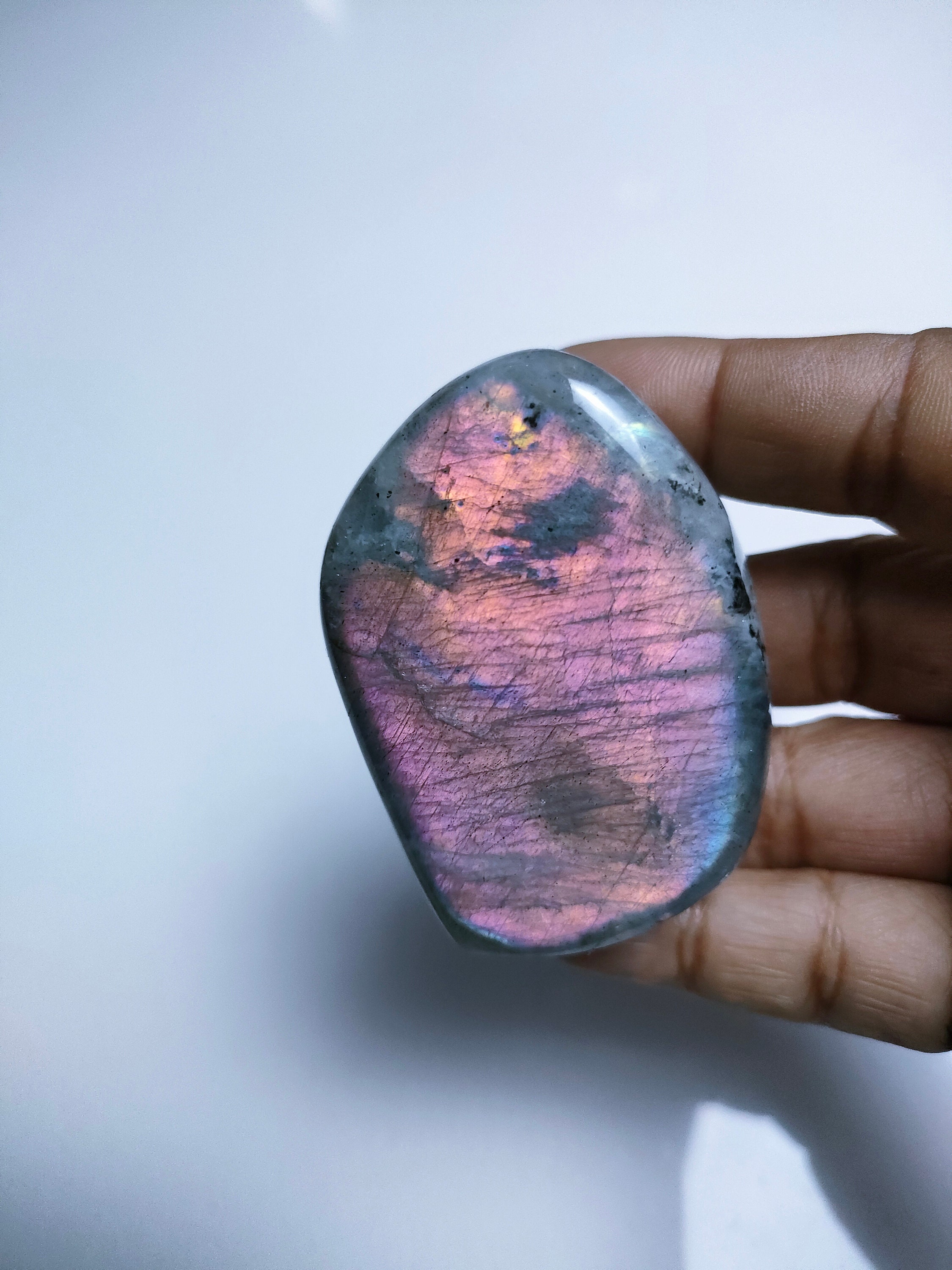 Labradorite 163, 30Gr -Reflet Rose Violacée - Mini Forme Libre