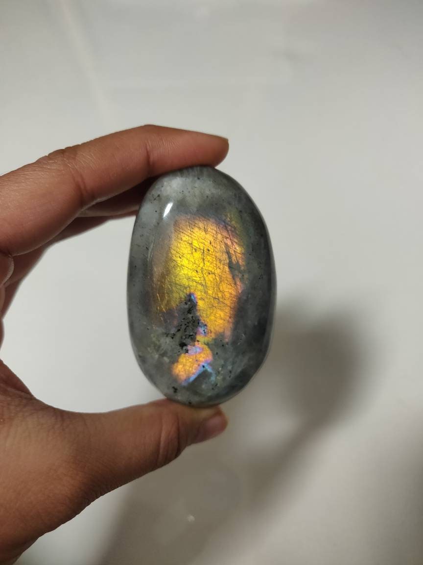Labradorite 166, 50Gr -Orange Dorée - Galet Xl