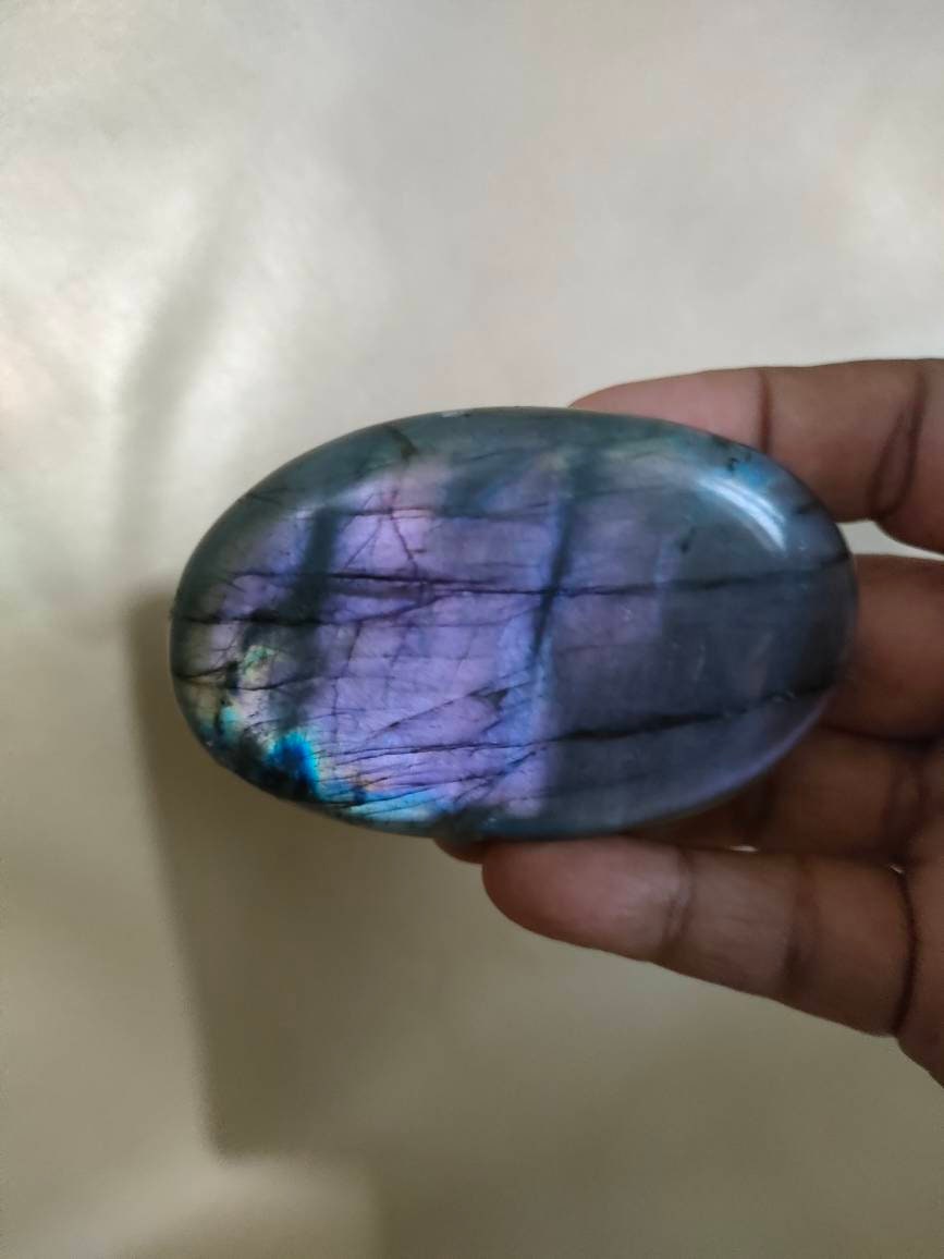 Labradorite 132, 20Gr -Rose Violacée et Jaune - Galet Ovale Xl