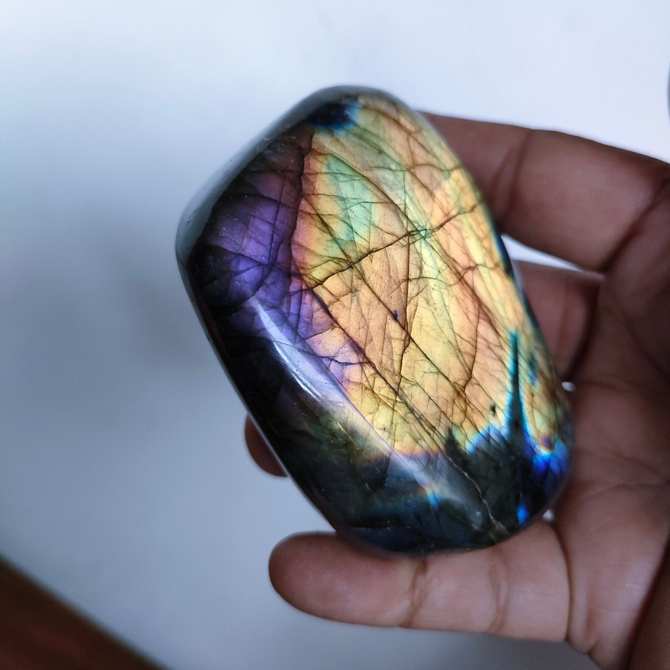 Spectrolite 269, 40Gr- Jaune Orange Dorée et Violette - Mini Forme Libre