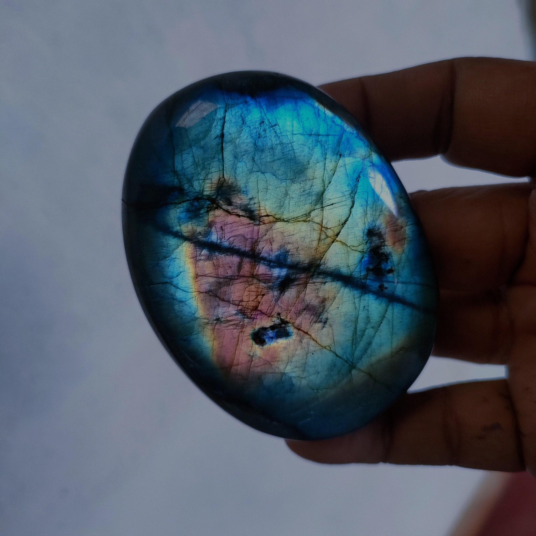 Labradorite 160Gr - Bleue Flash et Dorée Galet Ovale Xl