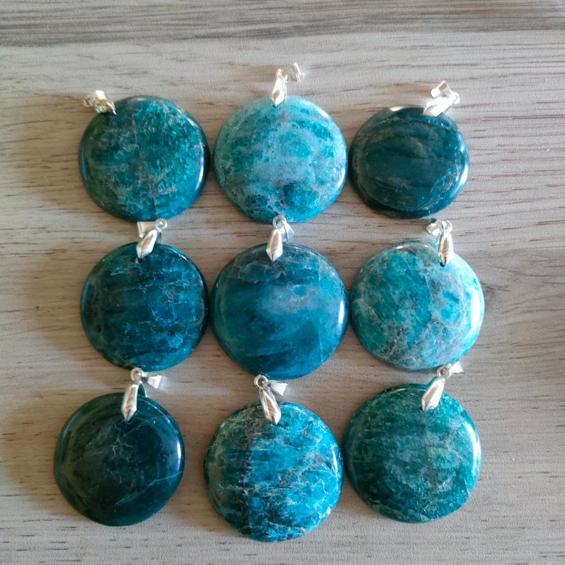 Apatite bleue 16Gr à 23Gr rond pendentif au choix image 9