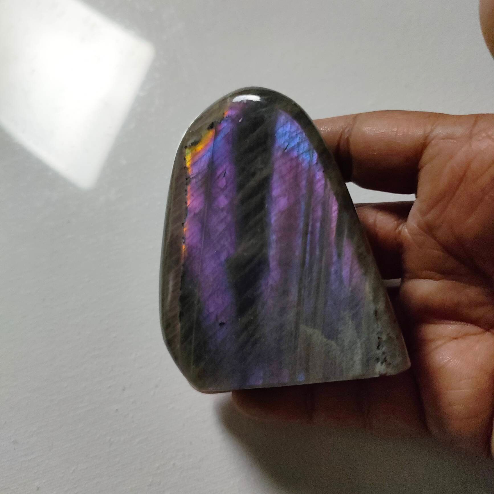 Labradorite 246, 50Gr - Rose Violette et Gris Noire Mini Forme Libre