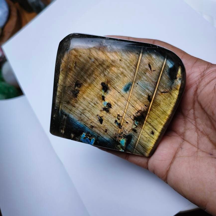 Labradorite 459, 80Gr - Orange Dorée Mini Forme Libre