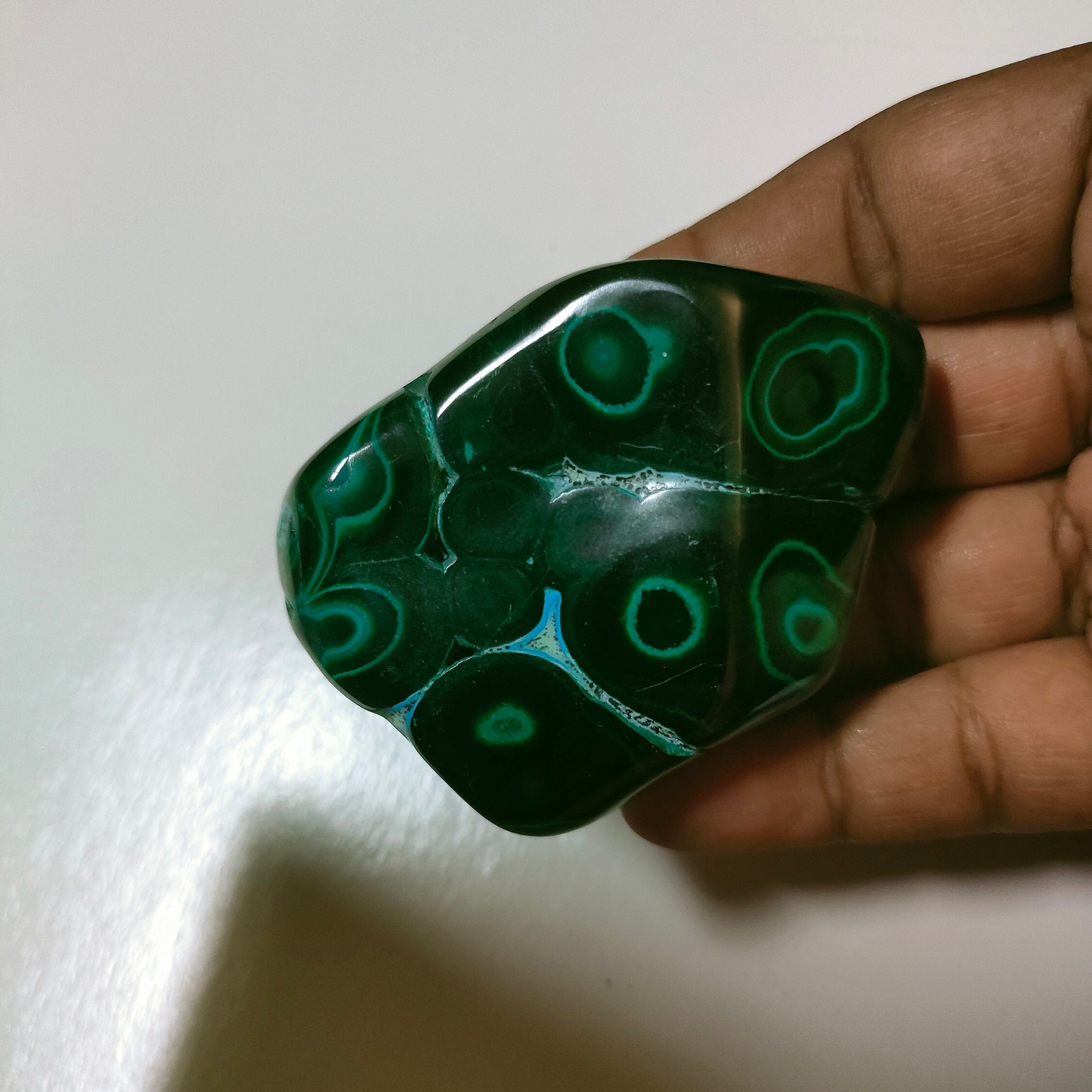 Malachite 83, 90Gr - Vert Foncé avec Motif Galet à Poser