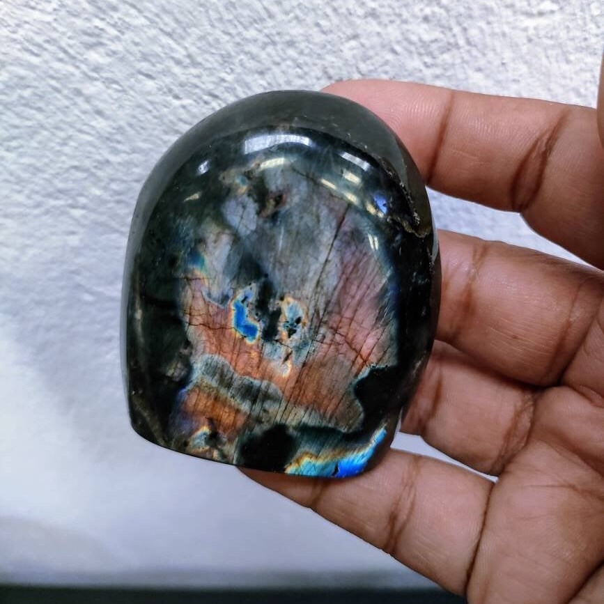 Spectrolite 166Gr - Rose Orange Dorée Violacée et Grise Argentée - Forme Libre