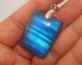 Labradorite 9,4 Gr - bleue flash - pendentif rectangle-ADR3