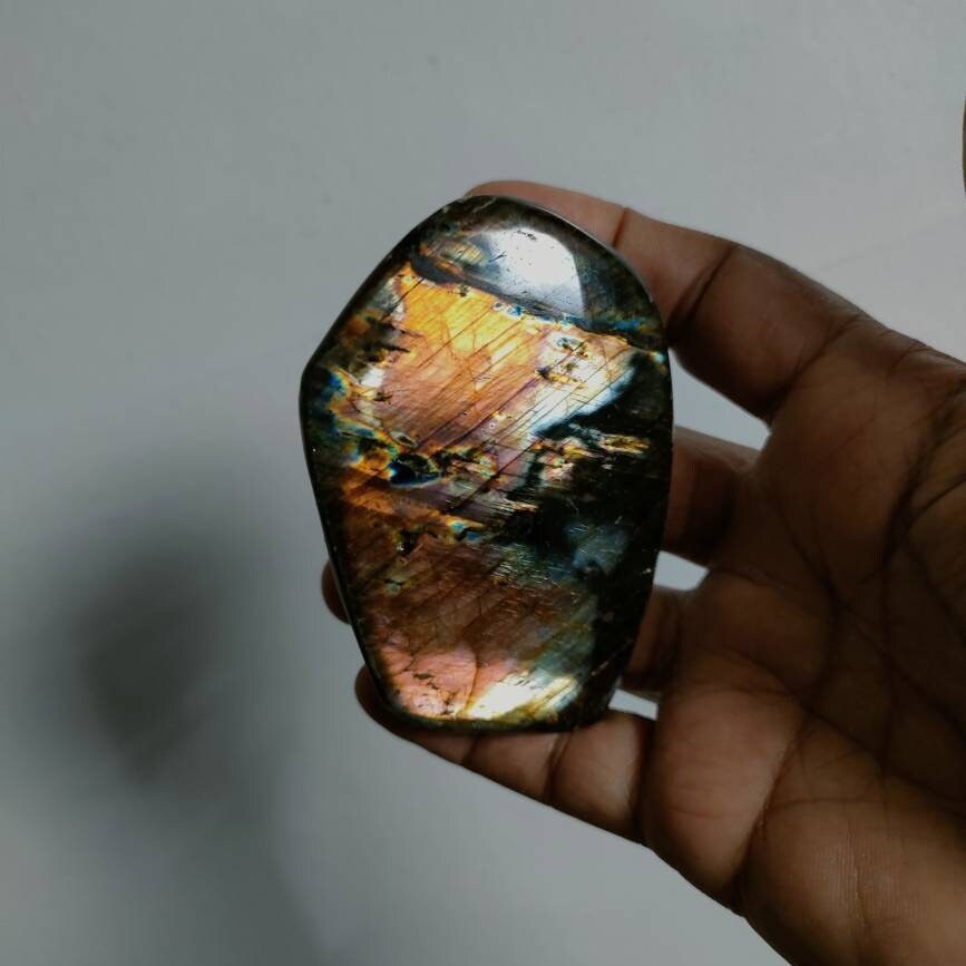 Spectrolite 272Gr- Jaune Orange Dorée et Bleue - Mini Forme Libre