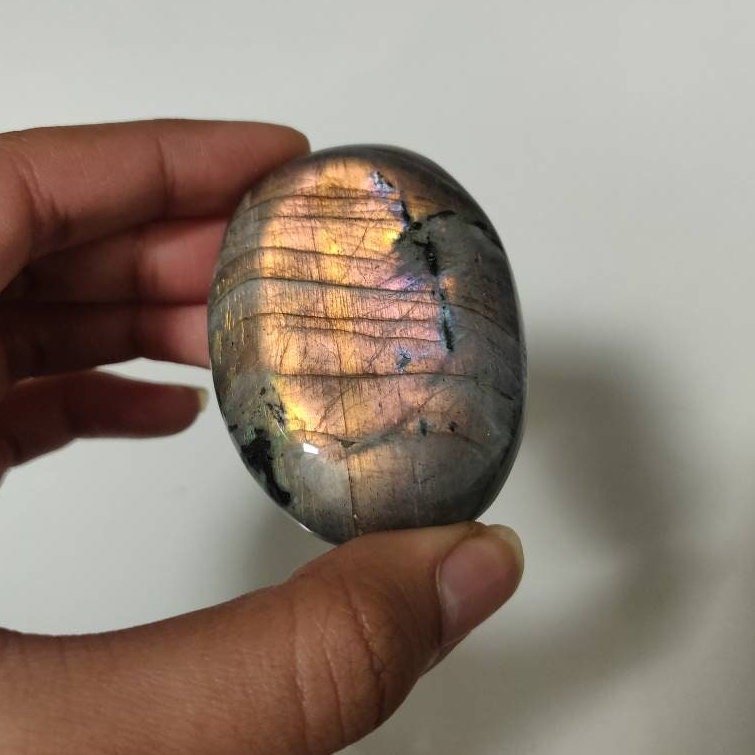 Labradorite 102, 20Gr-Orange Dorée - Galet Ovale Xl