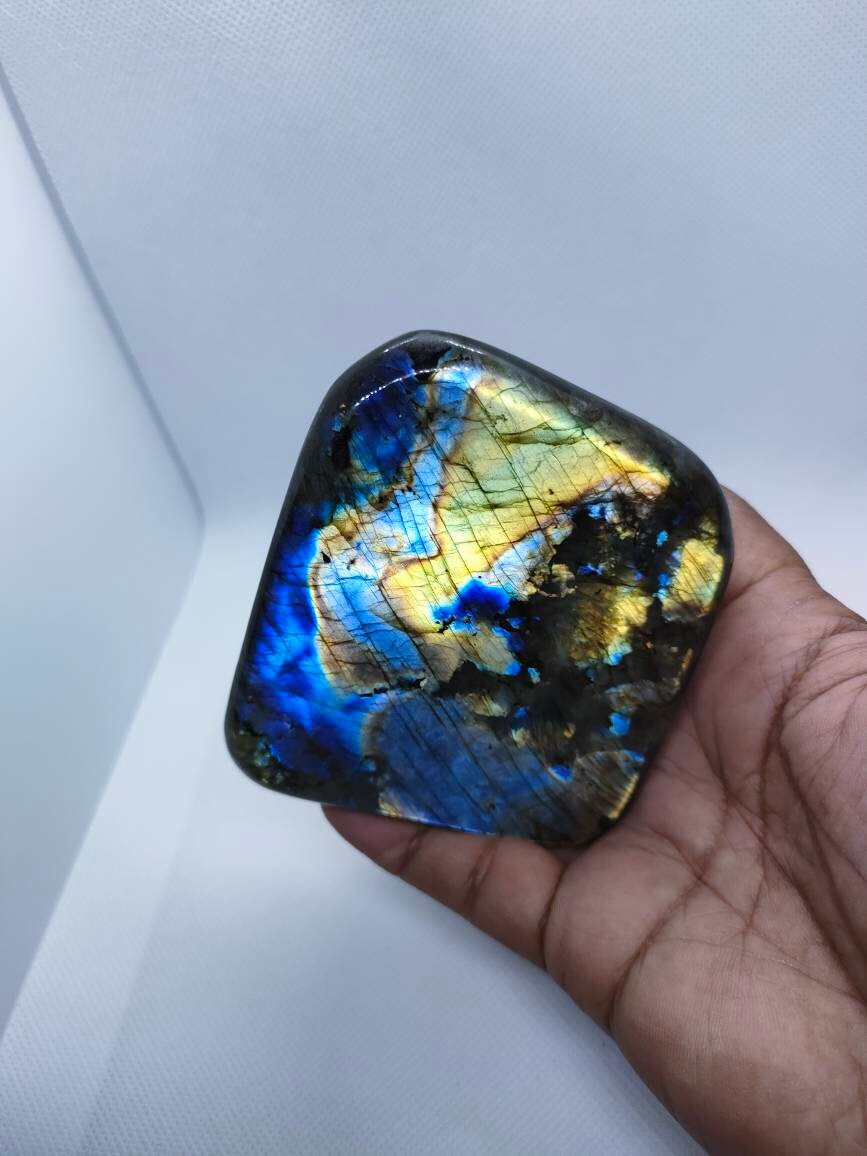 Labradorite 485, 20Gr- Bleue Grise et Jaune Dorée - Mini Forme Libre